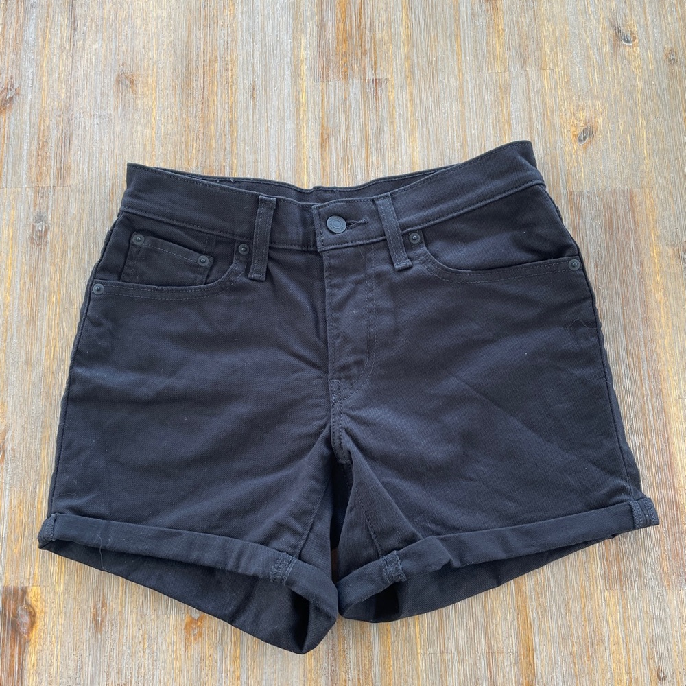 Levi's Black Mid Length Denim Shorts